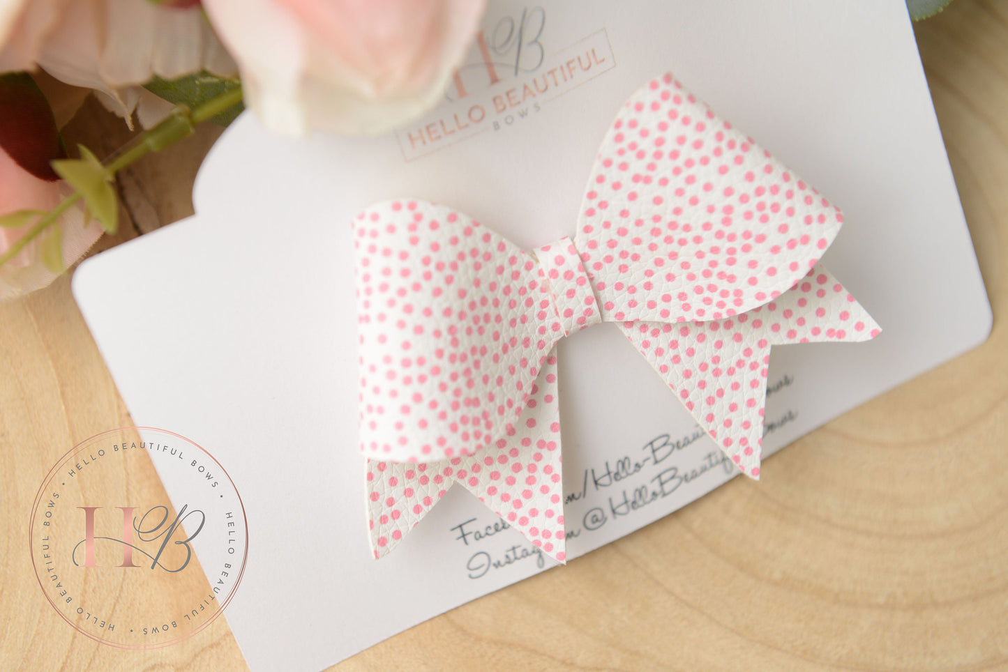 White and Pink polka dot bow, Hair Bows, Hair clips, Girls white and pink Polka dot Bow, Baby bow, Baby Headband, Girls Headband