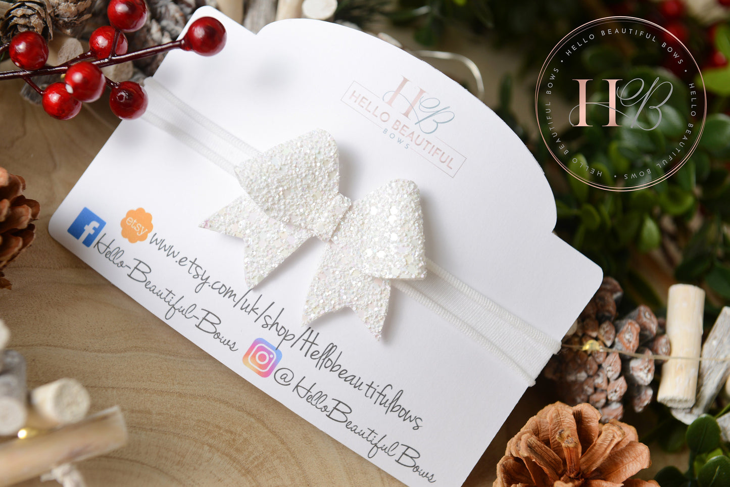 christmas baby headband, white glitter headband, white baby headband, newborn headband,