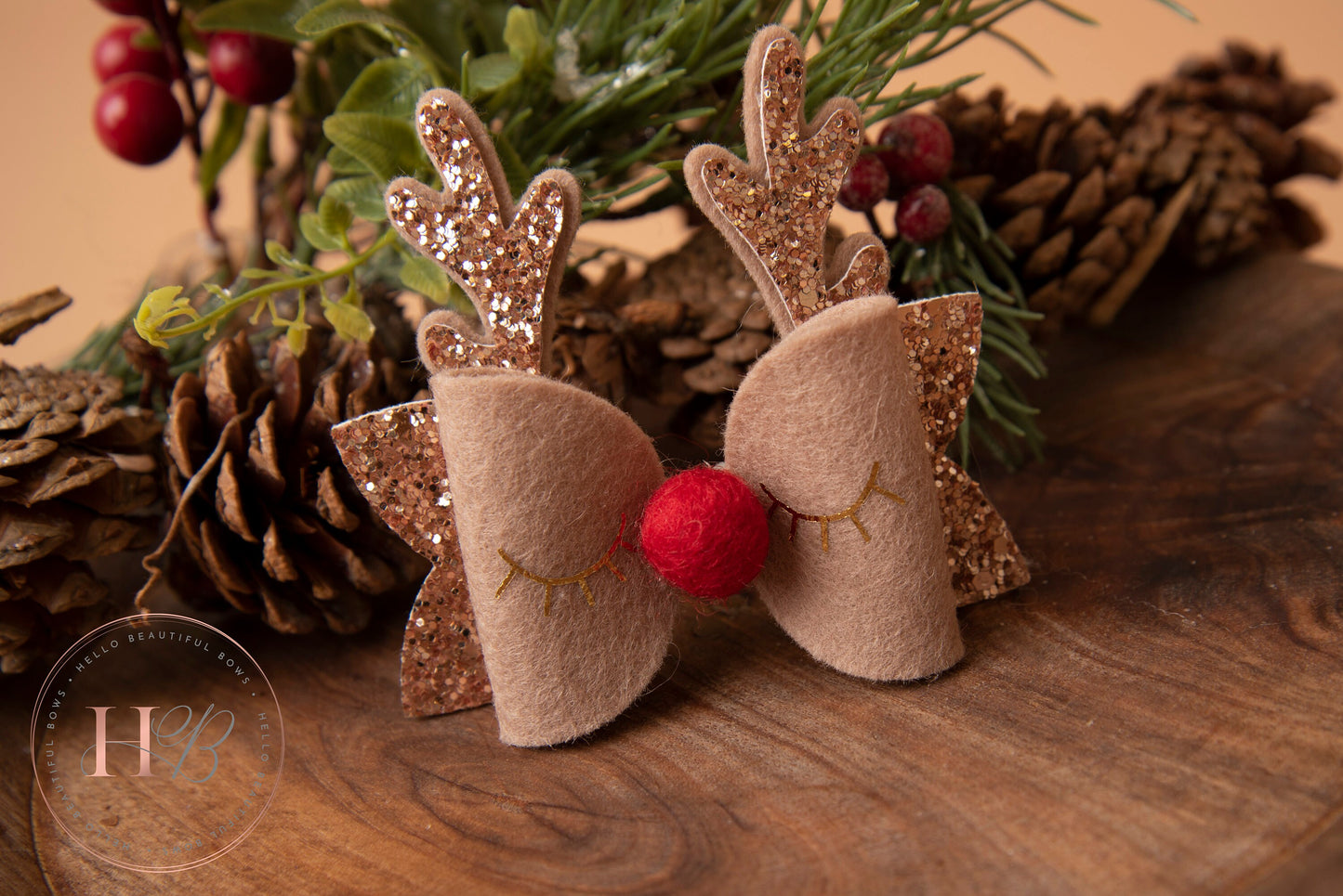 Christmas hair bows, girls hair bows, hair clips, baby headbands, Reindeer hair bow,, christmas hair bows, hair clip, hair bows.