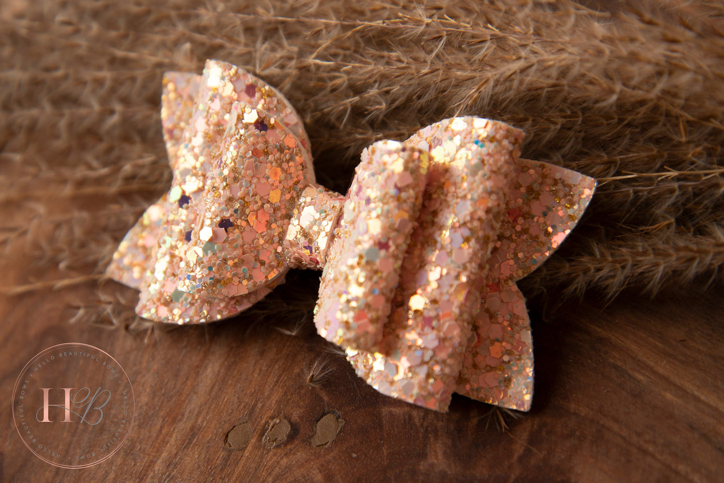 Autumn hair bows, girls hair bows, hair clips, baby headbands, peach glitter hair bow, hair clip, hair bow