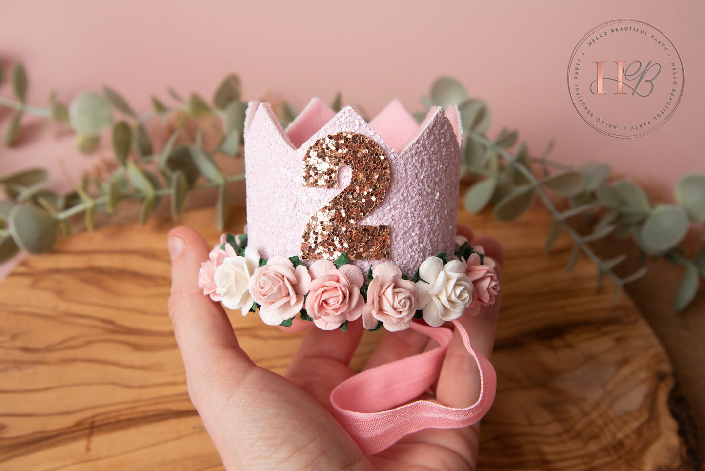 Pink birthday crown, 1st birthday crown, 2nd birthday crown, Cake smash crown, birthday crown, glitter birthday crown