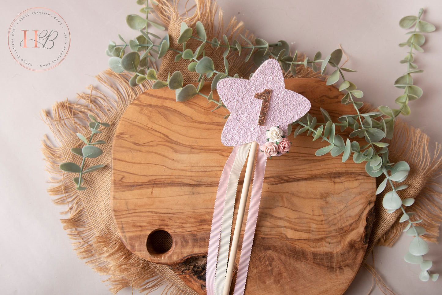 Birthday Wand, princess birthday wand, personalised wand, first birthday, cake smash prop, glitter wand, pink wand