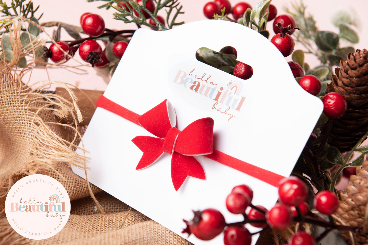 christmas baby headband, first christmas headband, Red baby headband, newborn headband,