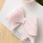 White and Pink polka dot bow, Hair Bows, Hair clips, Girls white and pink Polka dot Bow, Baby bow, Baby Headband, Girls Headband