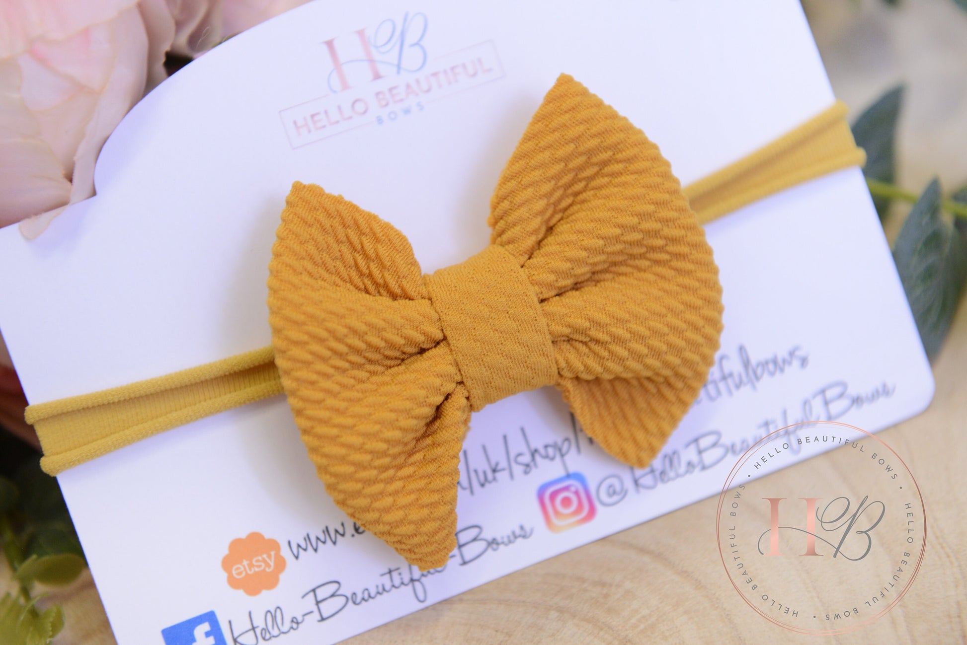 Mustard Bullet fabric headbands, baby headbands, baby girl headbands, autumn headbands, soft headbands, baby bows, hair bows,