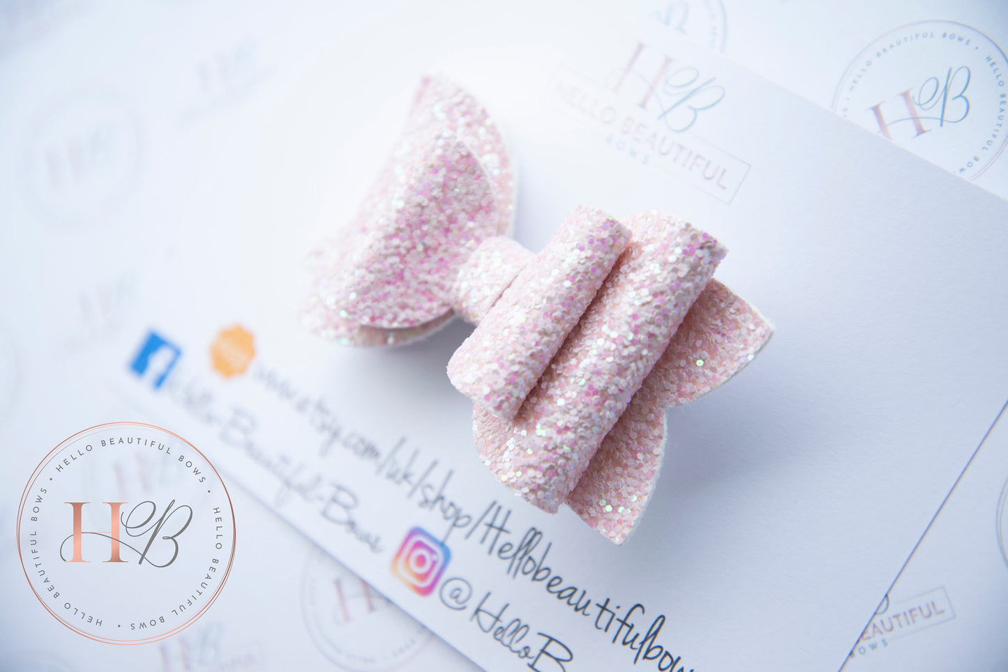 Baby pink glitter hair bow, spring hair bows, girls hair bows, hair clips, baby headbands, girls headbands