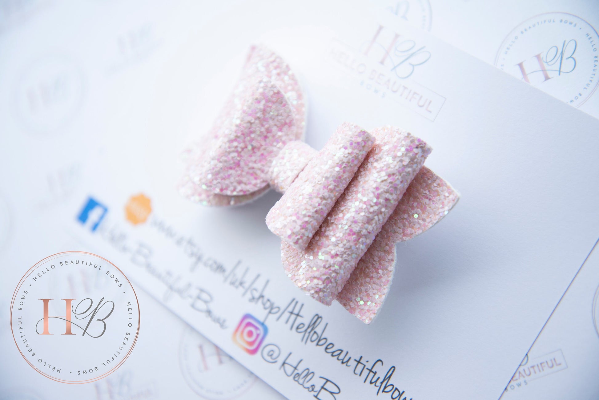 Baby pink glitter hair bow, spring hair bows, girls hair bows, hair clips, baby headbands, girls headbands