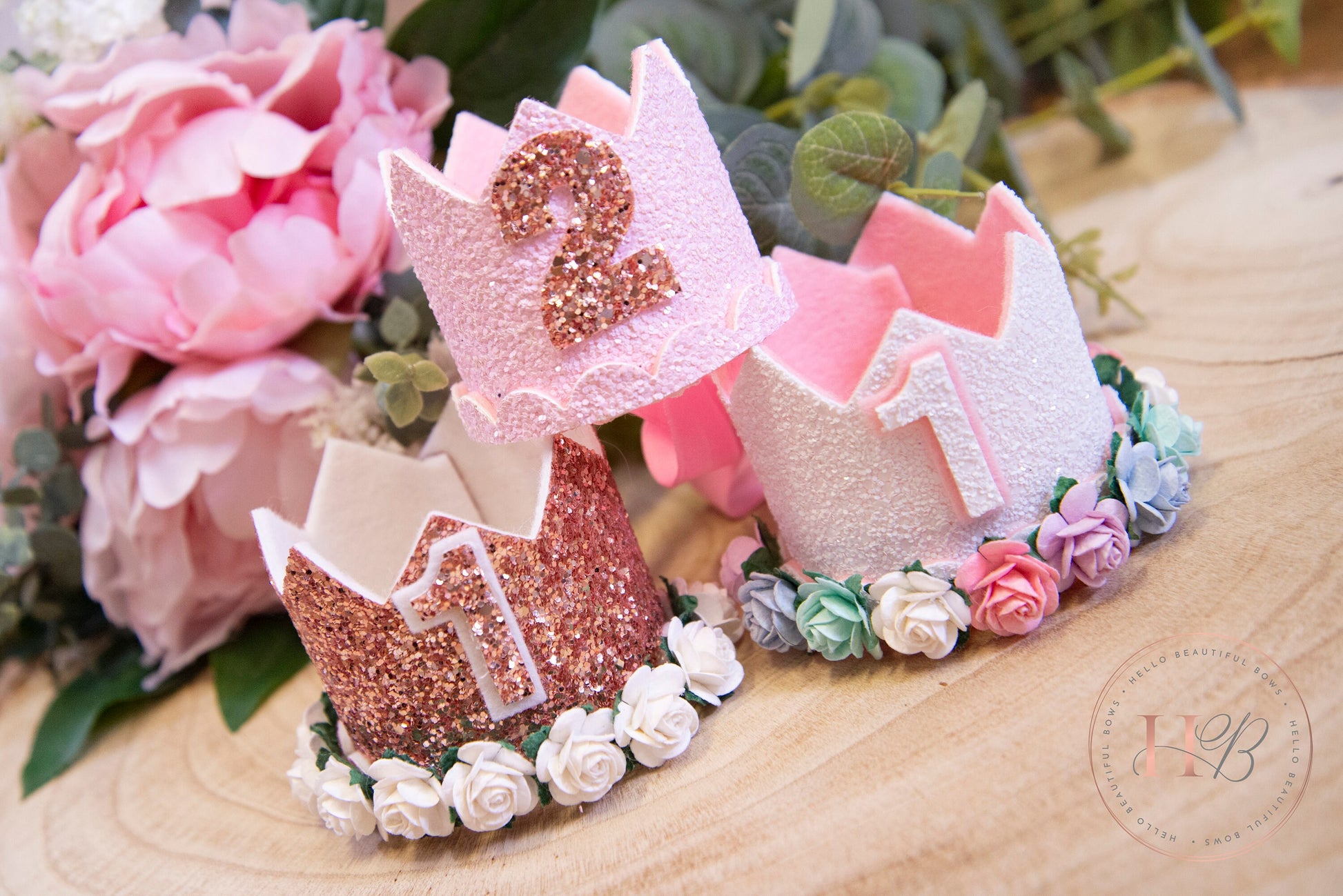 pink birthday crown, 1st birthday crown, 2nd birthday crown, Cake smash crown, birthday crown, glitter birthday crown