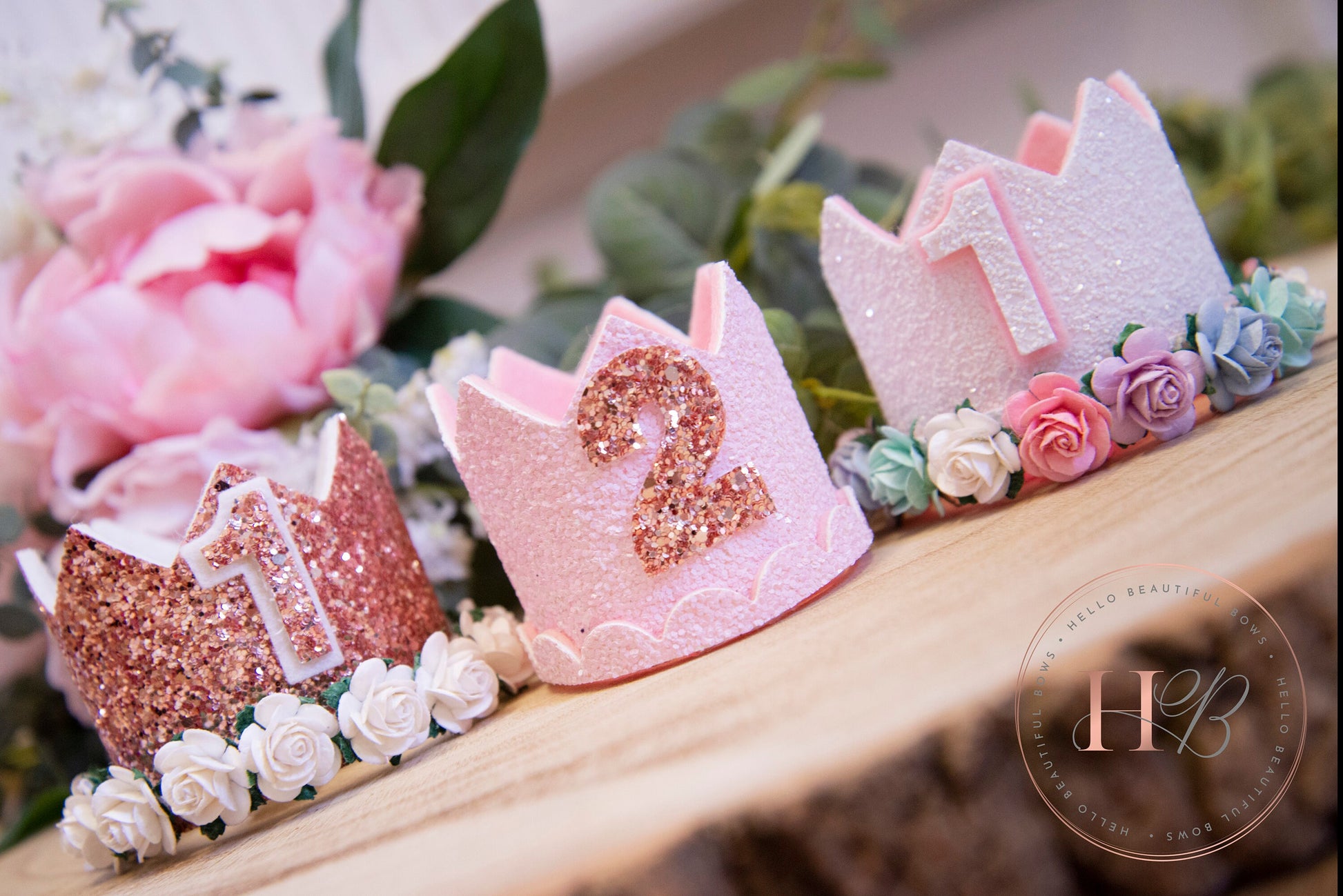 pink birthday crown, 1st birthday crown, 2nd birthday crown, Cake smash crown, birthday crown, glitter birthday crown