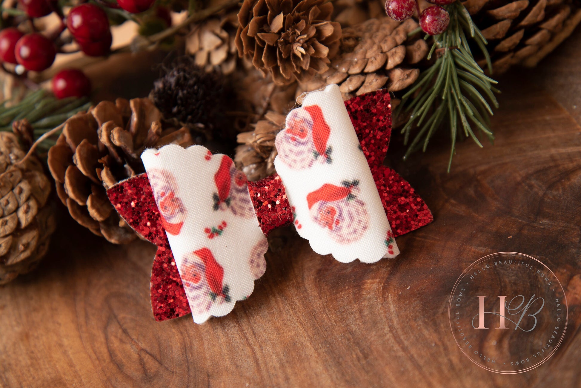 Christmas hair bows, girls hair bows, hair clips, baby headbands, Santa hair bow, red glitter hair bow, hair clip, hair bow,