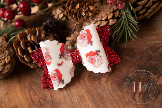 Christmas hair bows, girls hair bows, hair clips, baby headbands, Santa hair bow, red glitter hair bow, hair clip, hair bow,