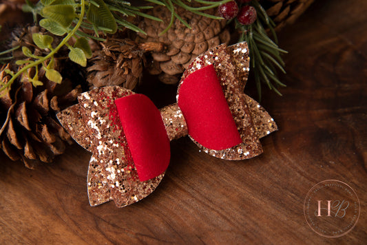 Christmas hair bows, girls hair bows, hair clips, baby headbands, red and gold hair bow, red glitter hair bow, hair clip, hair bow,