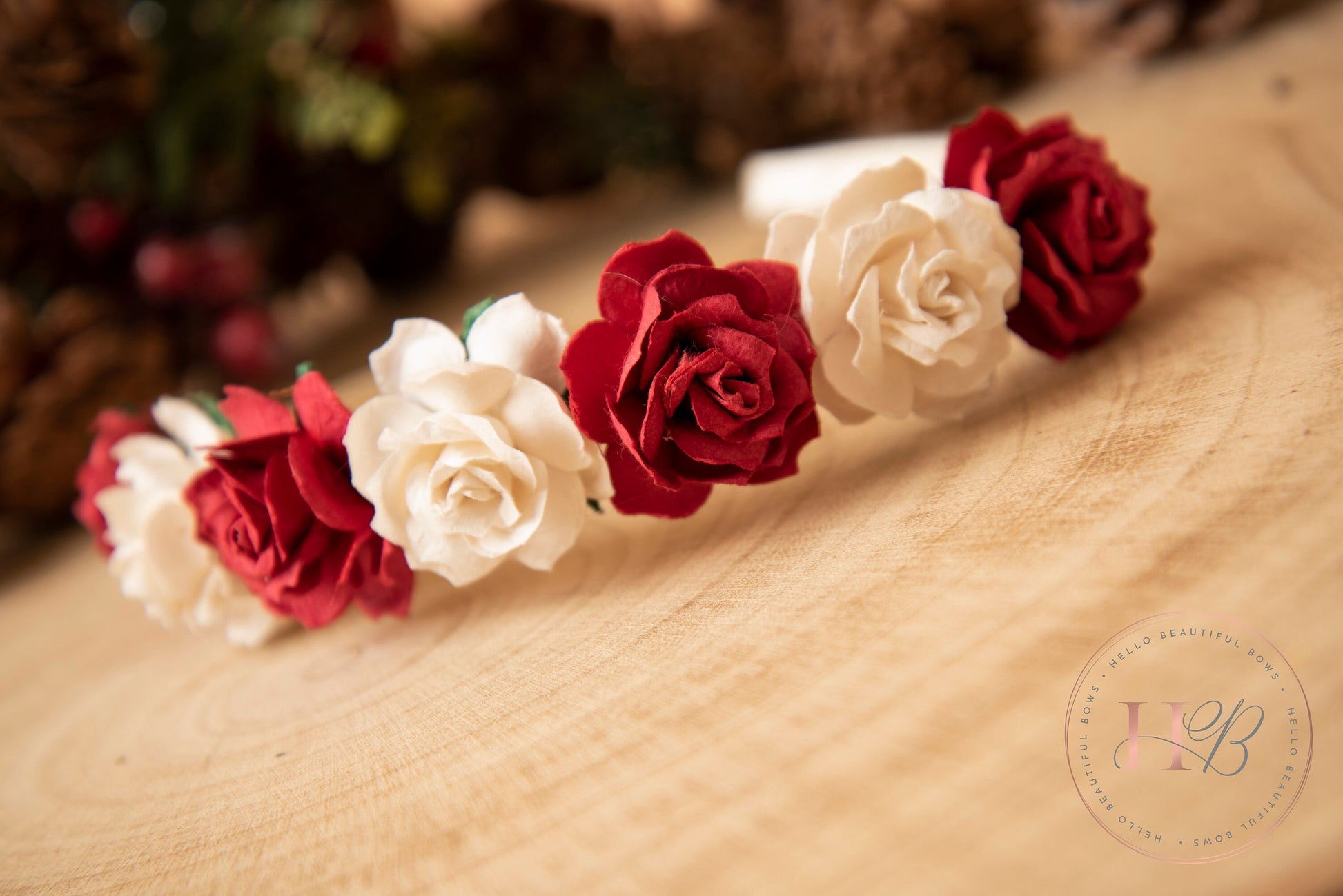 Girls flower headband, girls Alice headband flower headband, Christmas Headband, floral headband, flower girl headband, girls headbands