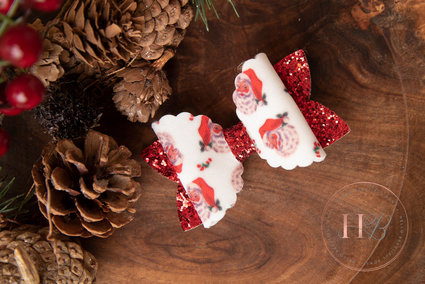 Christmas hair bows, girls hair bows, hair clips, baby headbands, Santa hair bow, red glitter hair bow, hair clip, hair bow,