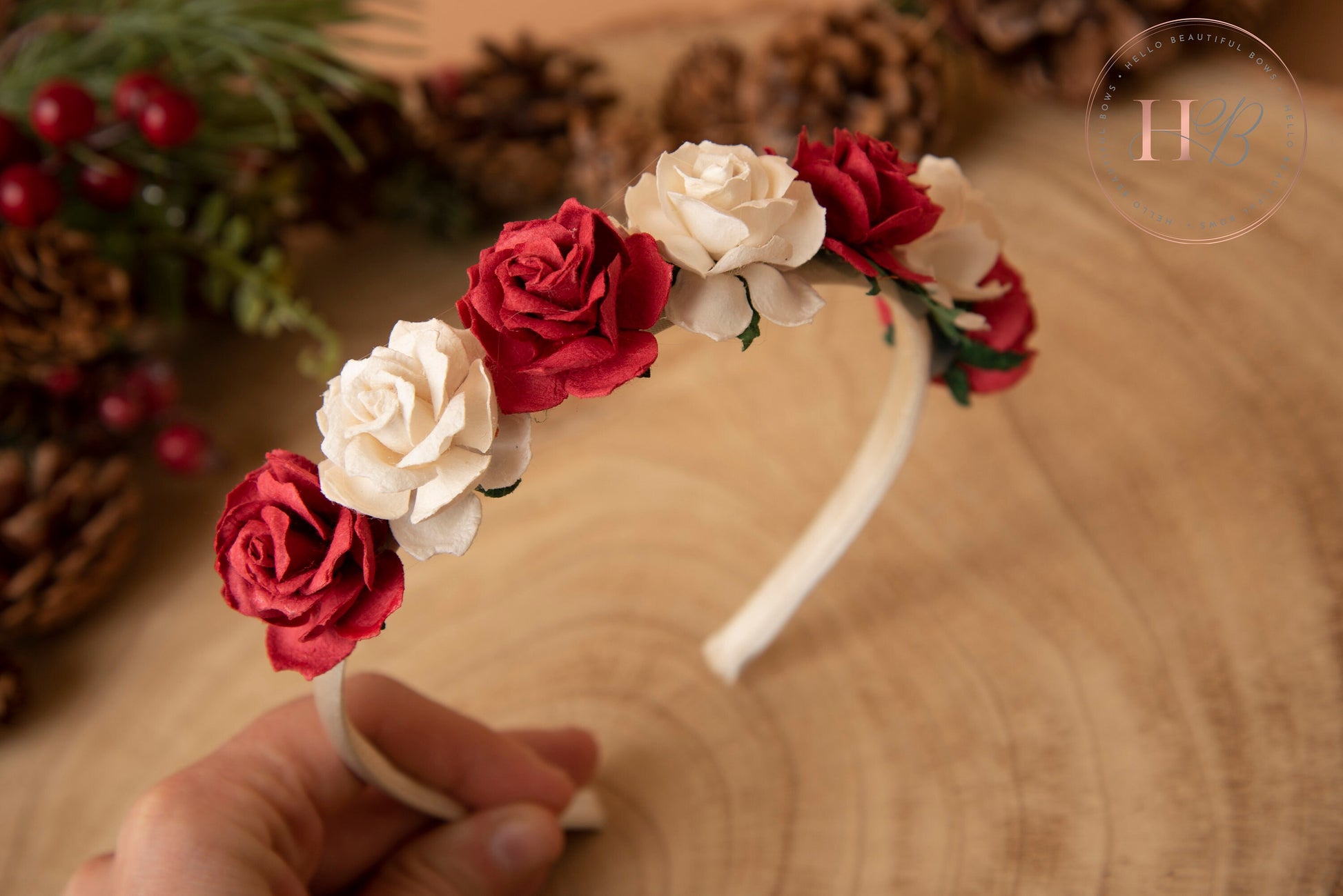 Girls flower headband, girls Alice headband flower headband, Christmas Headband, floral headband, flower girl headband, girls headbands