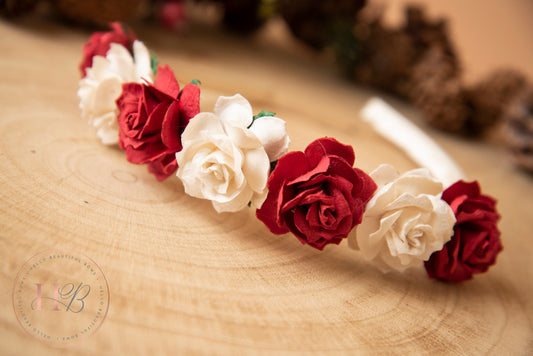 Girls flower headband, girls Alice headband flower headband, Christmas Headband, floral headband, flower girl headband, girls headbands
