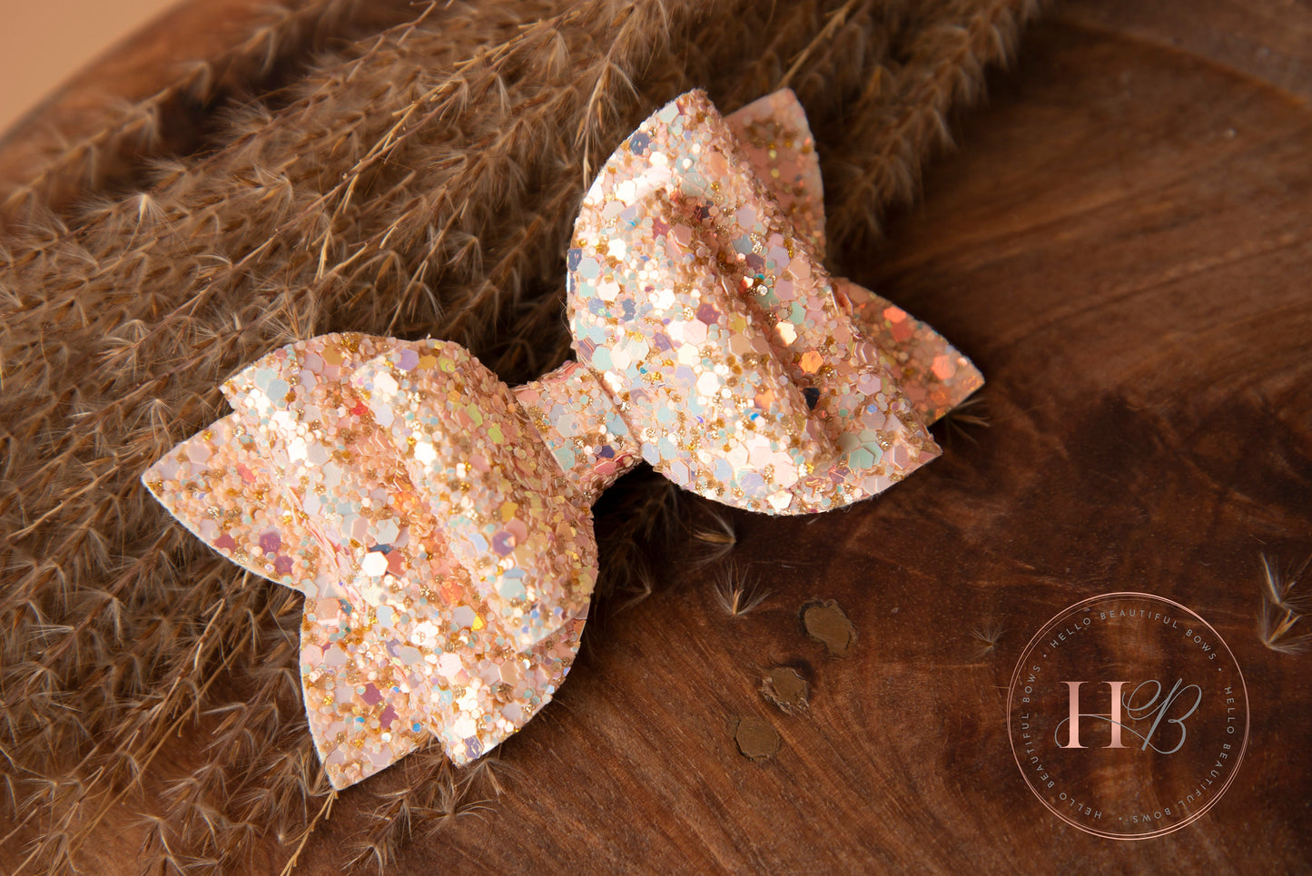 Autumn hair bows, girls hair bows, hair clips, baby headbands, peach glitter hair bow, hair clip, hair bow