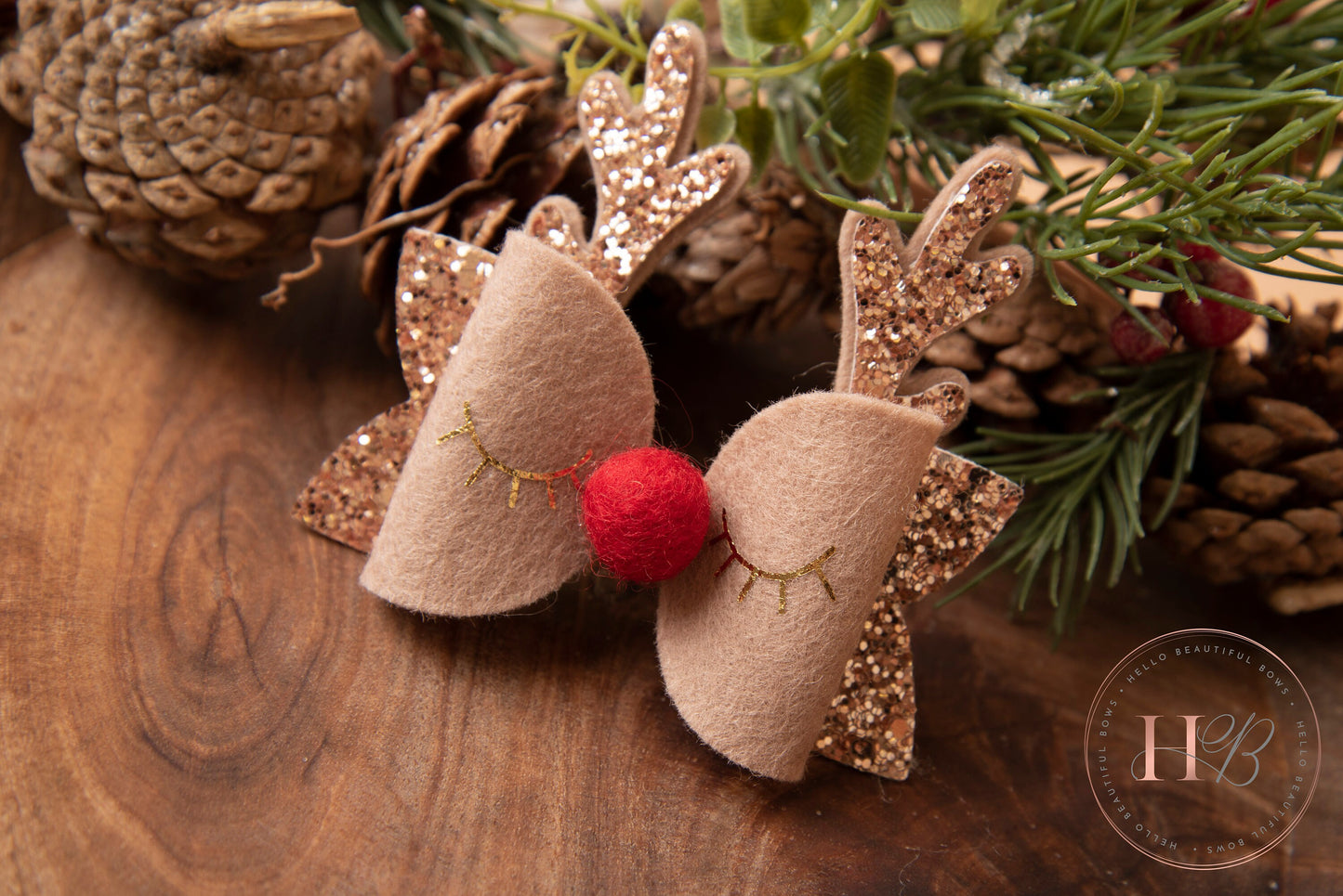 Christmas hair bows, girls hair bows, hair clips, baby headbands, Reindeer hair bow,, christmas hair bows, hair clip, hair bows.