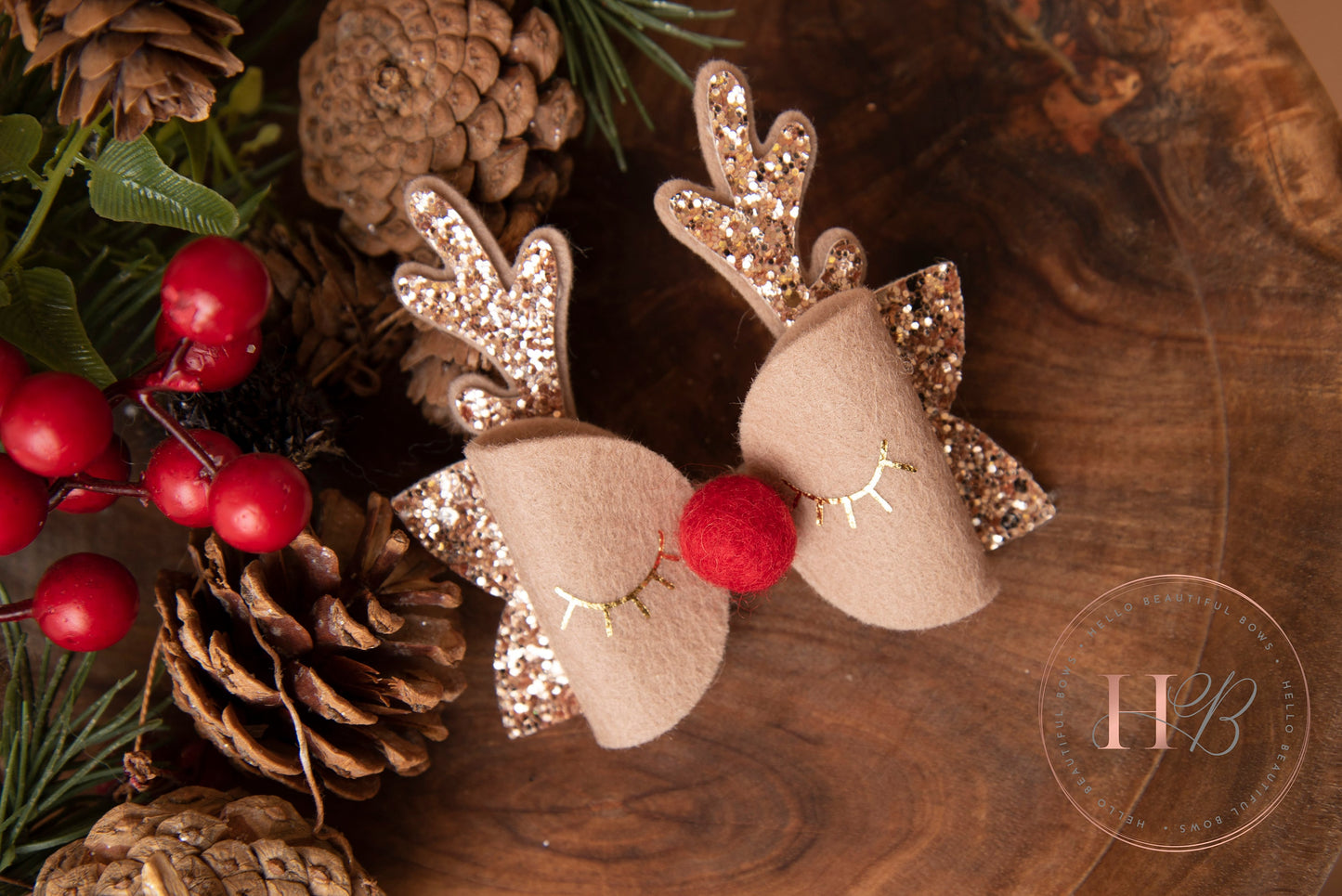 Christmas hair bows, girls hair bows, hair clips, baby headbands, Reindeer hair bow,, christmas hair bows, hair clip, hair bows.