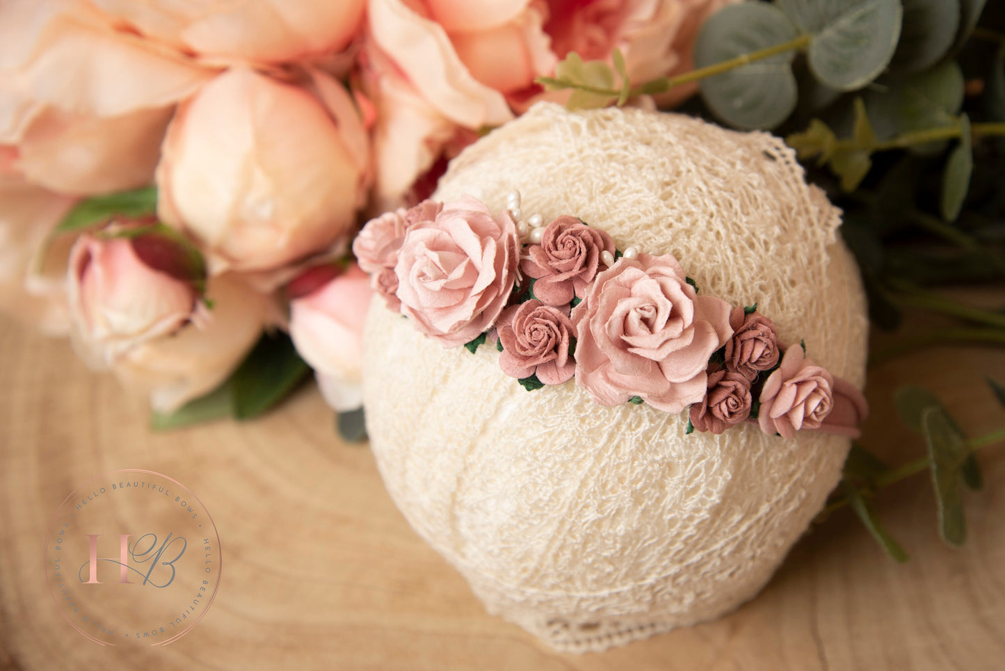 Baby Girl Christening Headband Cake Smash Floral Headband