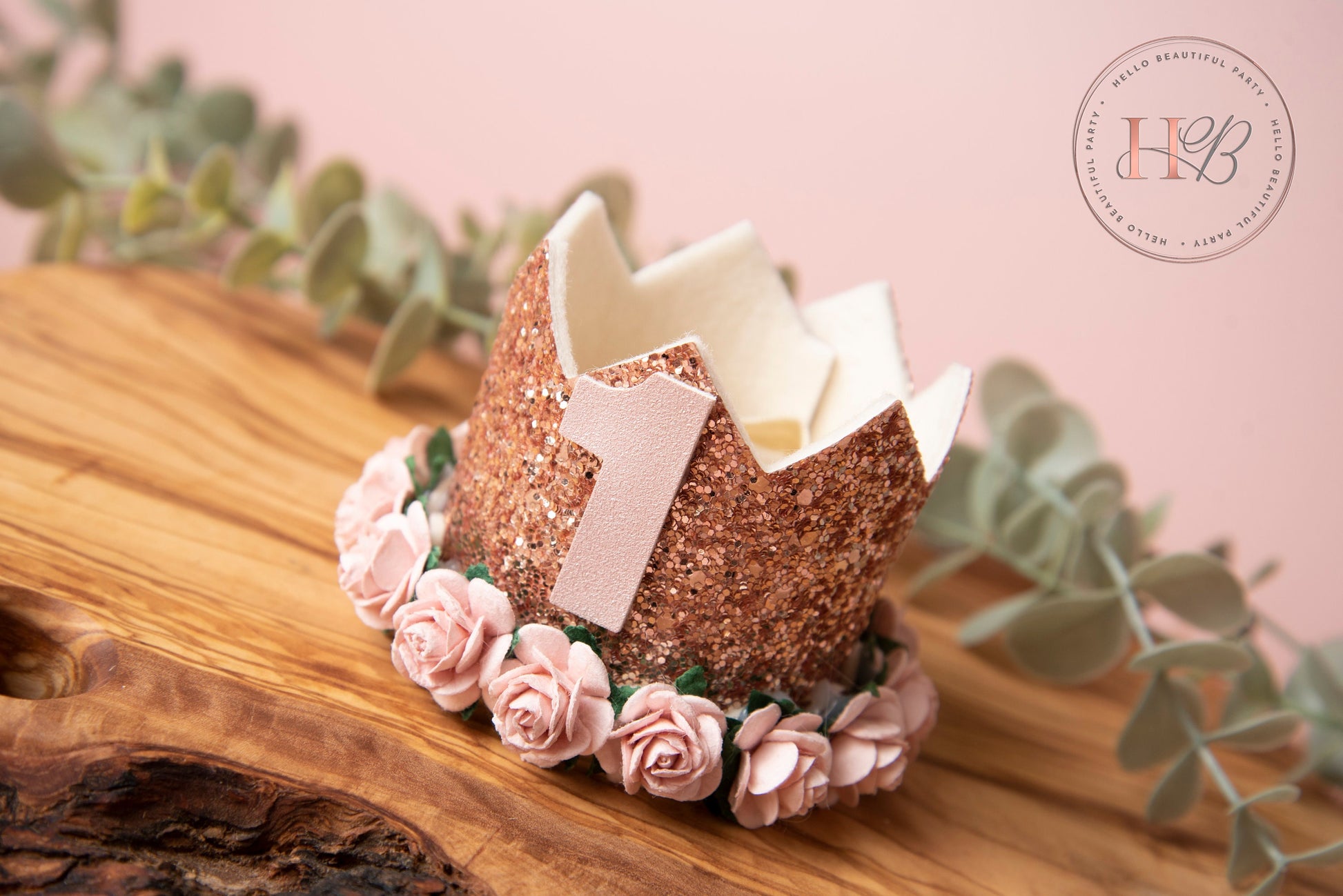 Rose gold birthday crown, 1st birthday crown, 2nd birthday crown, Cake smash crown, birthday crown, glitter birthday crown, party hat