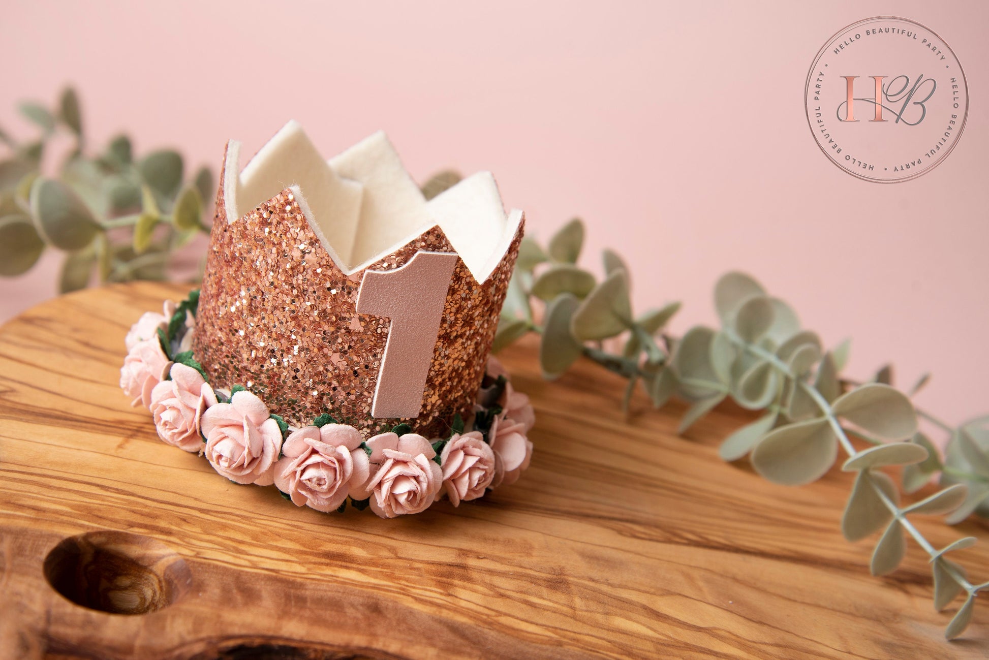 Rose gold birthday crown, 1st birthday crown, 2nd birthday crown, Cake smash crown, birthday crown, glitter birthday crown, party hat