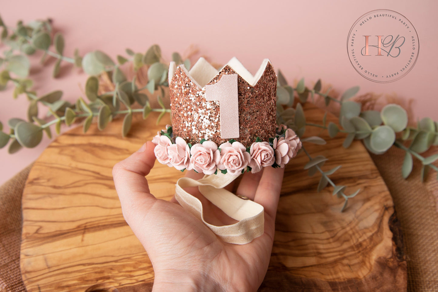 Rose gold birthday crown, 1st birthday crown, 2nd birthday crown, Cake smash crown, birthday crown, glitter birthday crown, party hat