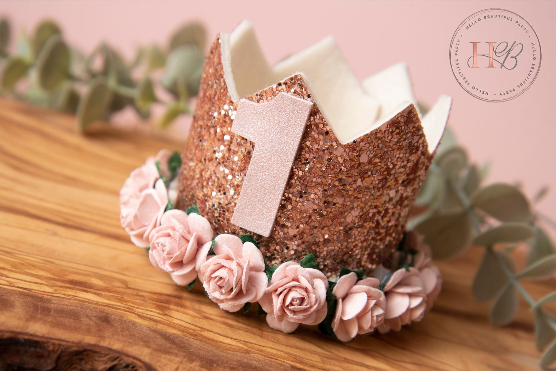 Rose gold birthday crown, 1st birthday crown, 2nd birthday crown, Cake smash crown, birthday crown, glitter birthday crown, party hat