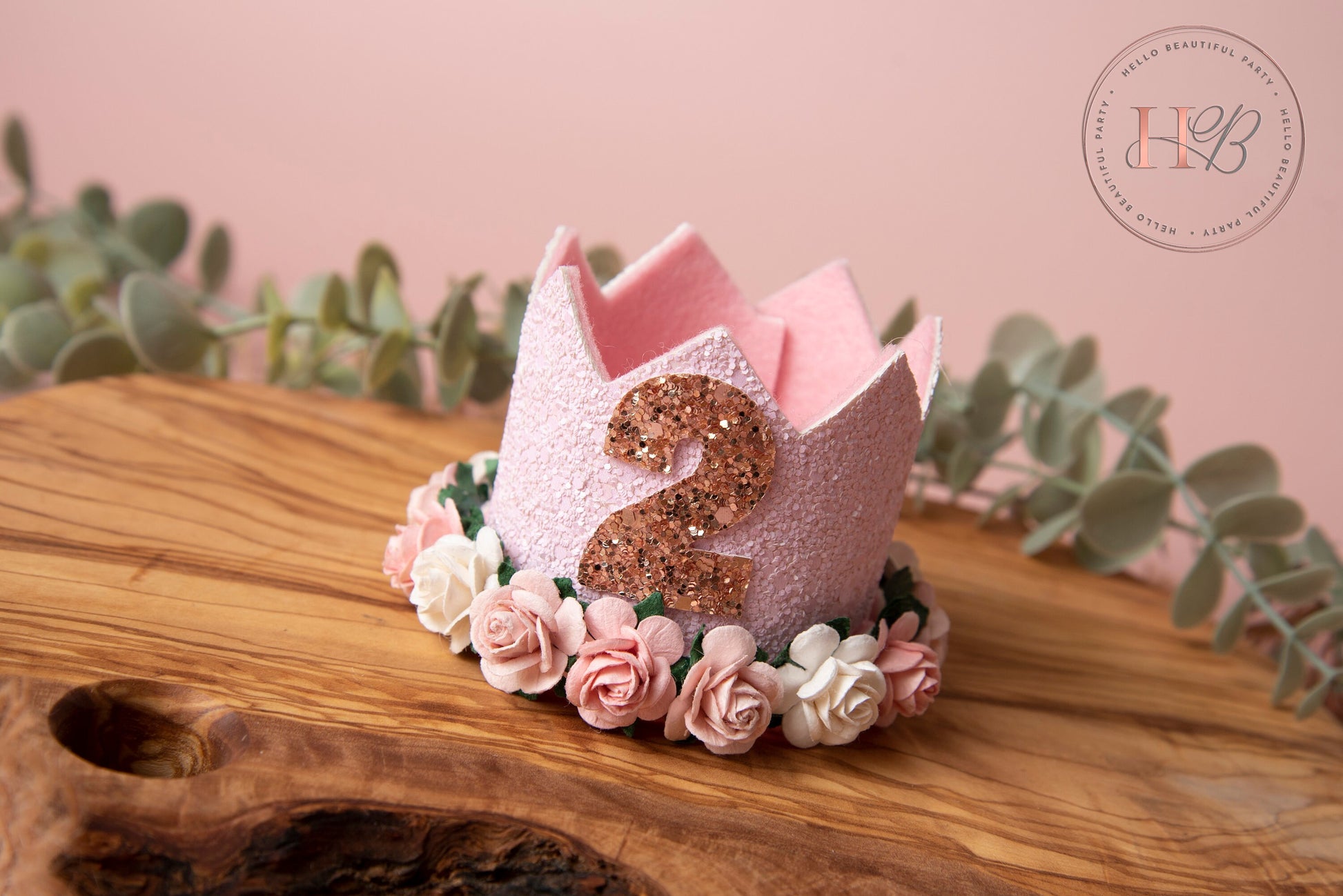 Pink birthday crown, 1st birthday crown, 2nd birthday crown, Cake smash crown, birthday crown, glitter birthday crown