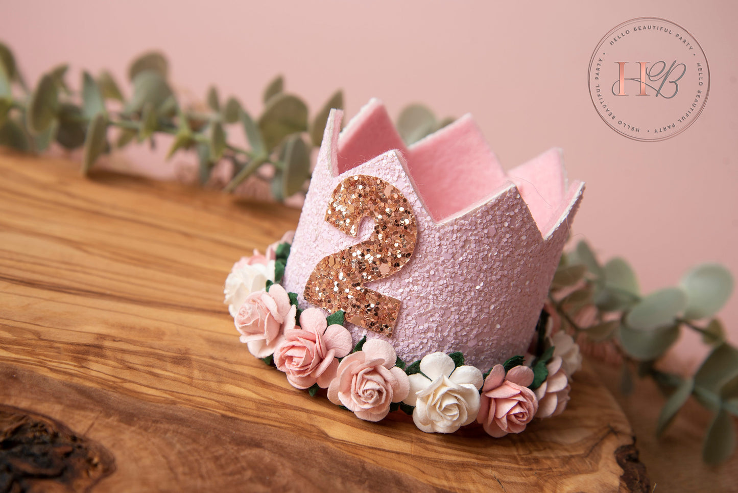 Pink birthday crown, 1st birthday crown, 2nd birthday crown, Cake smash crown, birthday crown, glitter birthday crown