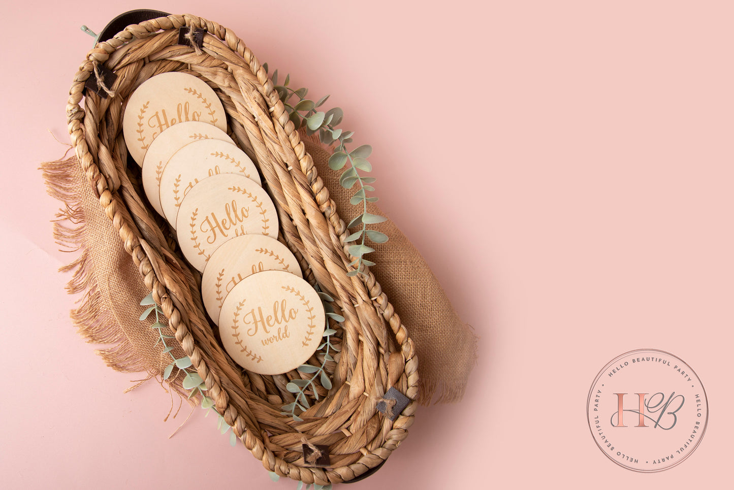 baby announcement disc, birth announcement disc, wooden discs