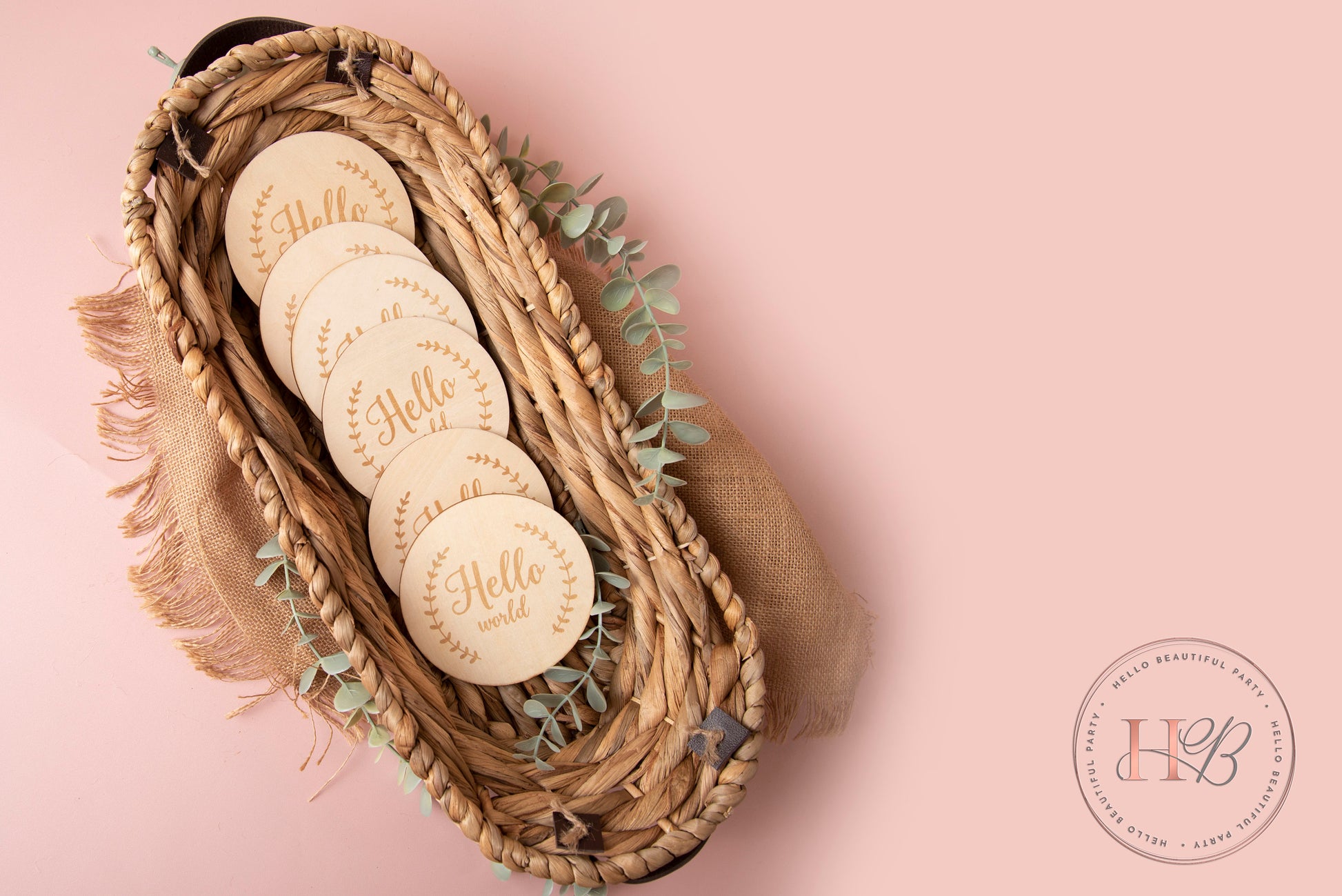 baby announcement disc, birth announcement disc, wooden discs