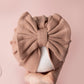 Baby turban, baby hat, baby accessory, baby shower gift, beige turban, baby bow turban, autumn turban, ribbed turban