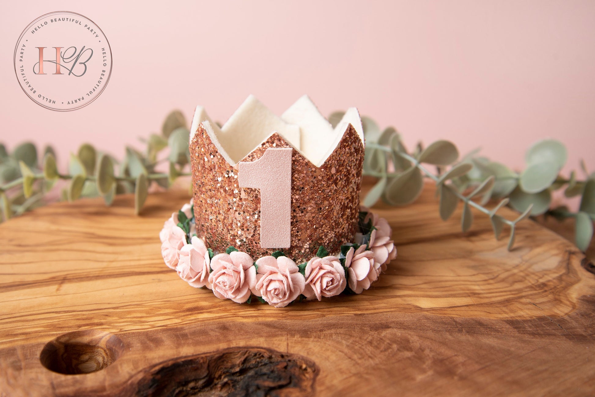 Rose gold birthday crown, 1st birthday crown, 2nd birthday crown, Cake smash crown, birthday crown, glitter birthday crown, party hat