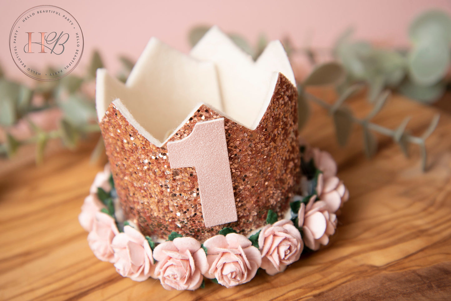 Rose gold birthday crown, 1st birthday crown, 2nd birthday crown, Cake smash crown, birthday crown, glitter birthday crown, party hat