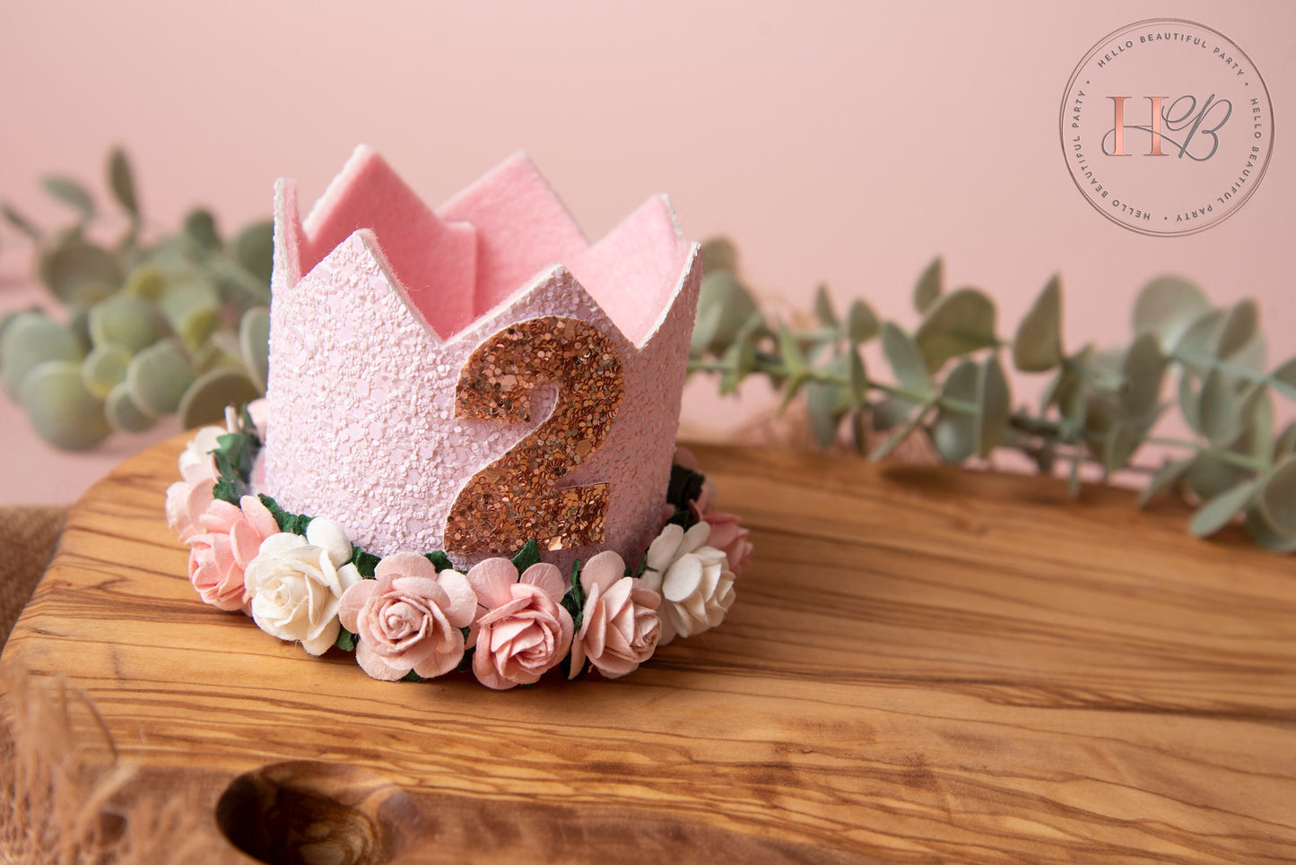 Pink birthday crown, 1st birthday crown, 2nd birthday crown, Cake smash crown, birthday crown, glitter birthday crown