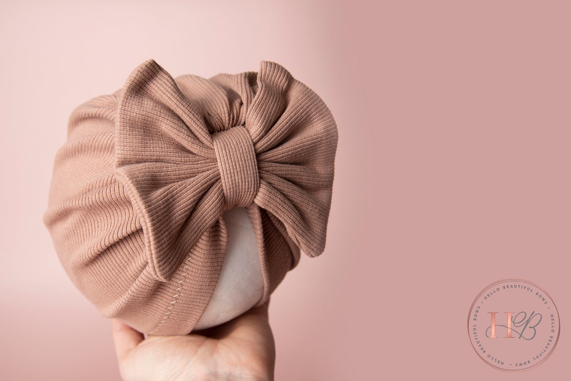 Baby turban, baby hat, baby accessory, baby shower gift, beige turban, baby bow turban, autumn turban, ribbed turban