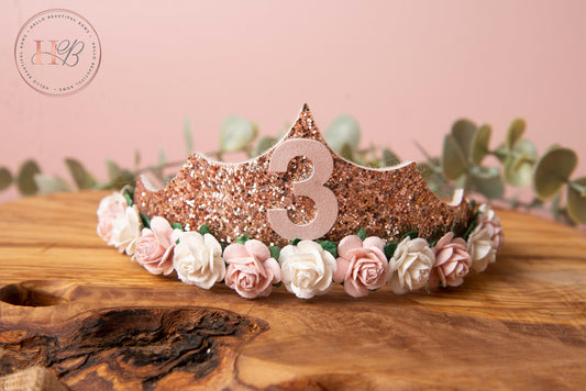 Girls birthday tiara, princess tiara, rose gold birthday tiara, girls birthday crown, birthday accessories