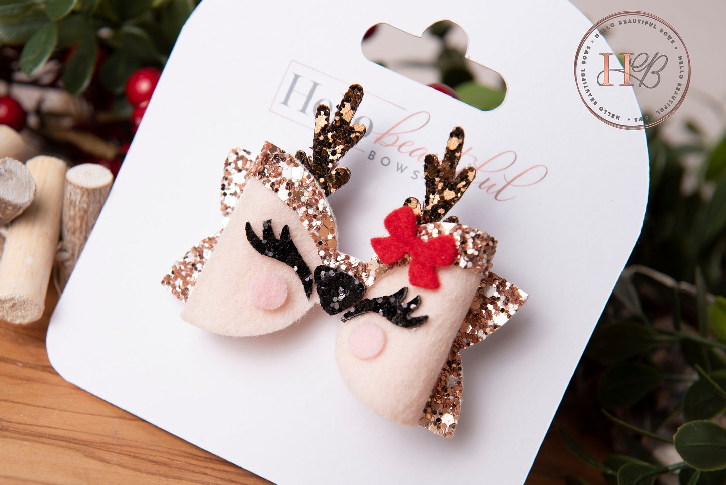 Christmas hair bows, girls hair bows, hair clips, baby headbands, Reindeer hair bow,, christmas hair bows, hair clip, hair bows.