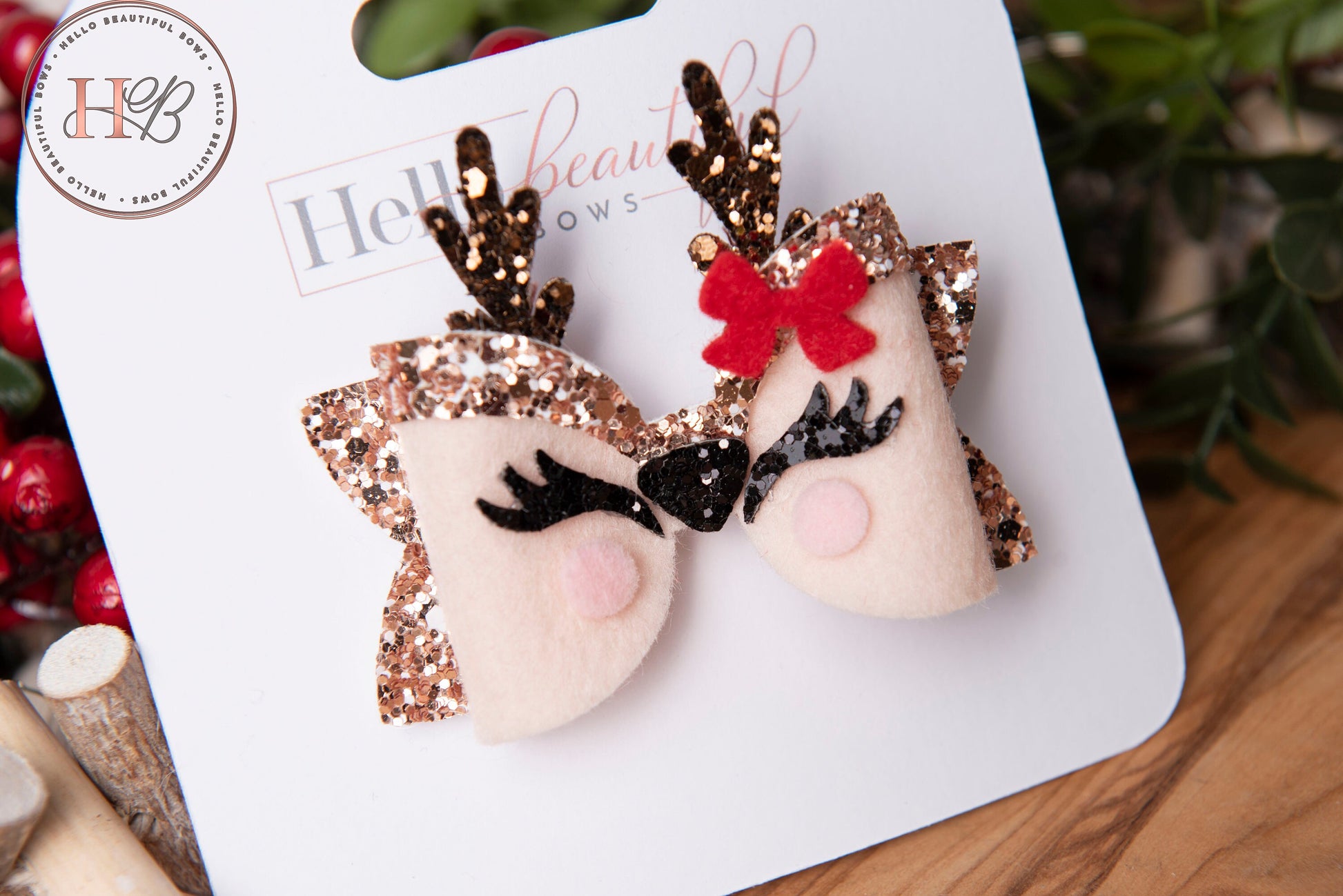 Christmas hair bows, girls hair bows, hair clips, baby headbands, Reindeer hair bow,, christmas hair bows, hair clip, hair bows.