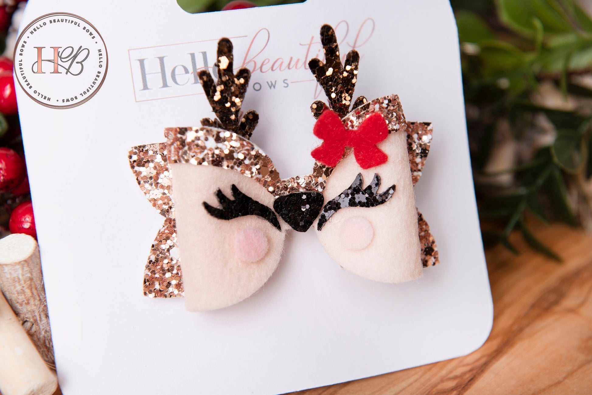 Christmas hair bows, girls hair bows, hair clips, baby headbands, Reindeer hair bow,, christmas hair bows, hair clip, hair bows.