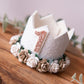 White birthday crown, 1st birthday crown, 2nd, 3rd, birthday crown, Cake smash crown, party hat, first birthday girl,