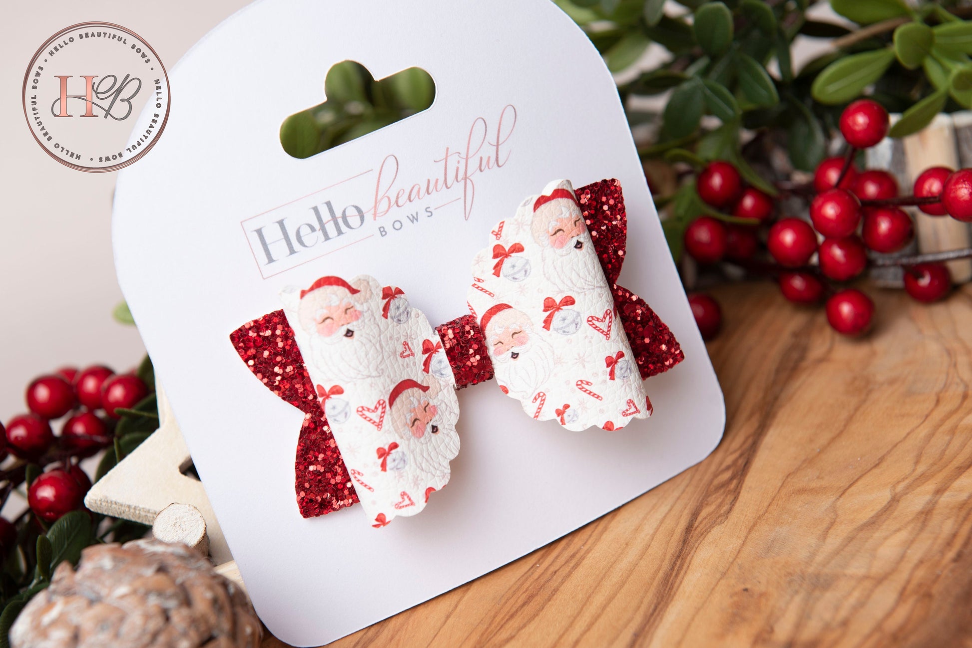 Christmas hair bows, girls hair bows, hair clips, baby headbands, Santa hair bow, christmas hair bows, hair bows for girls