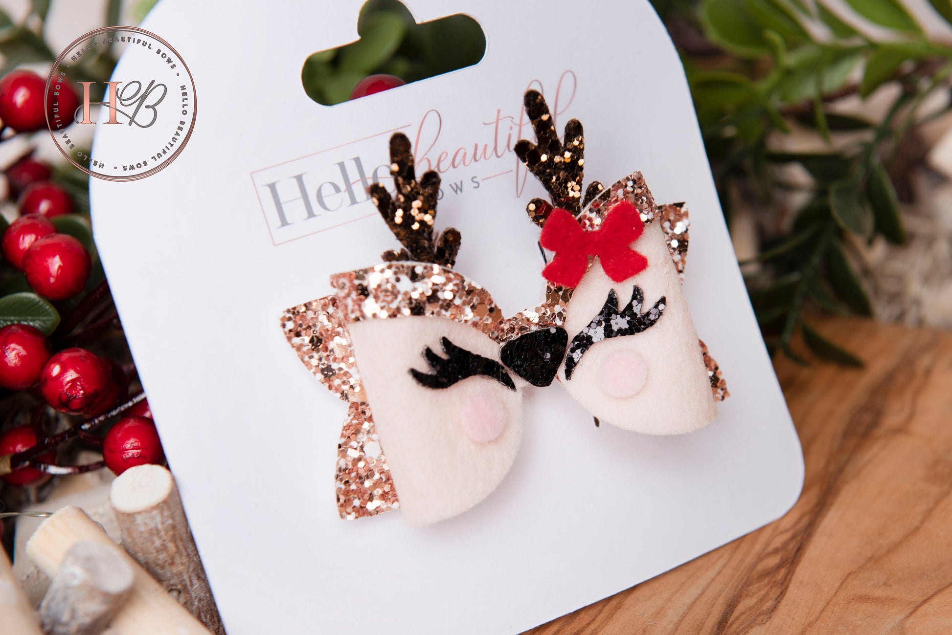 Christmas hair bows, girls hair bows, hair clips, baby headbands, Reindeer hair bow,, christmas hair bows, hair clip, hair bows.