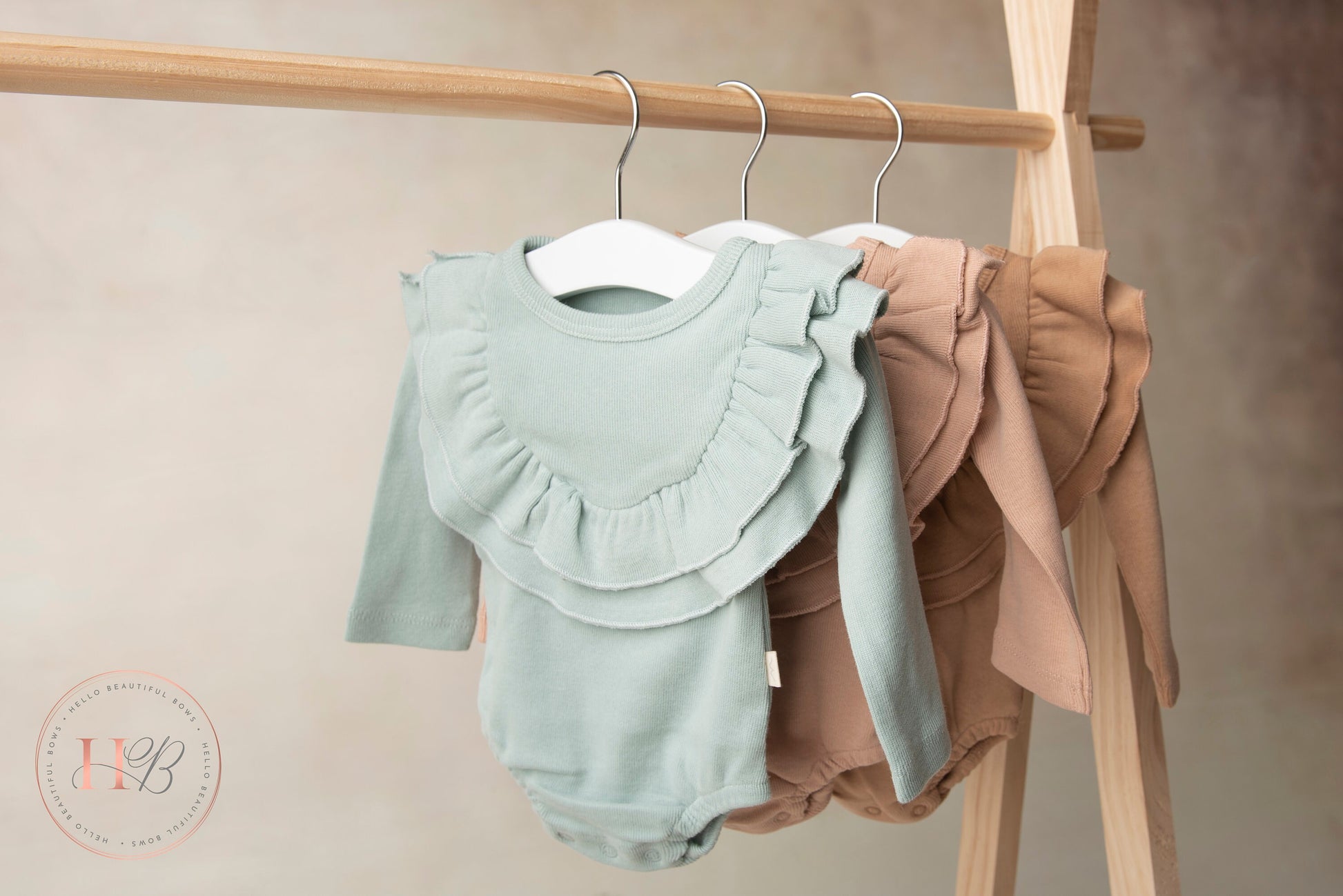 Boho frilly baby grow, organic natural cotton baby bodysuit, ribbed bodysuit, baby shower gift, 0-2 years