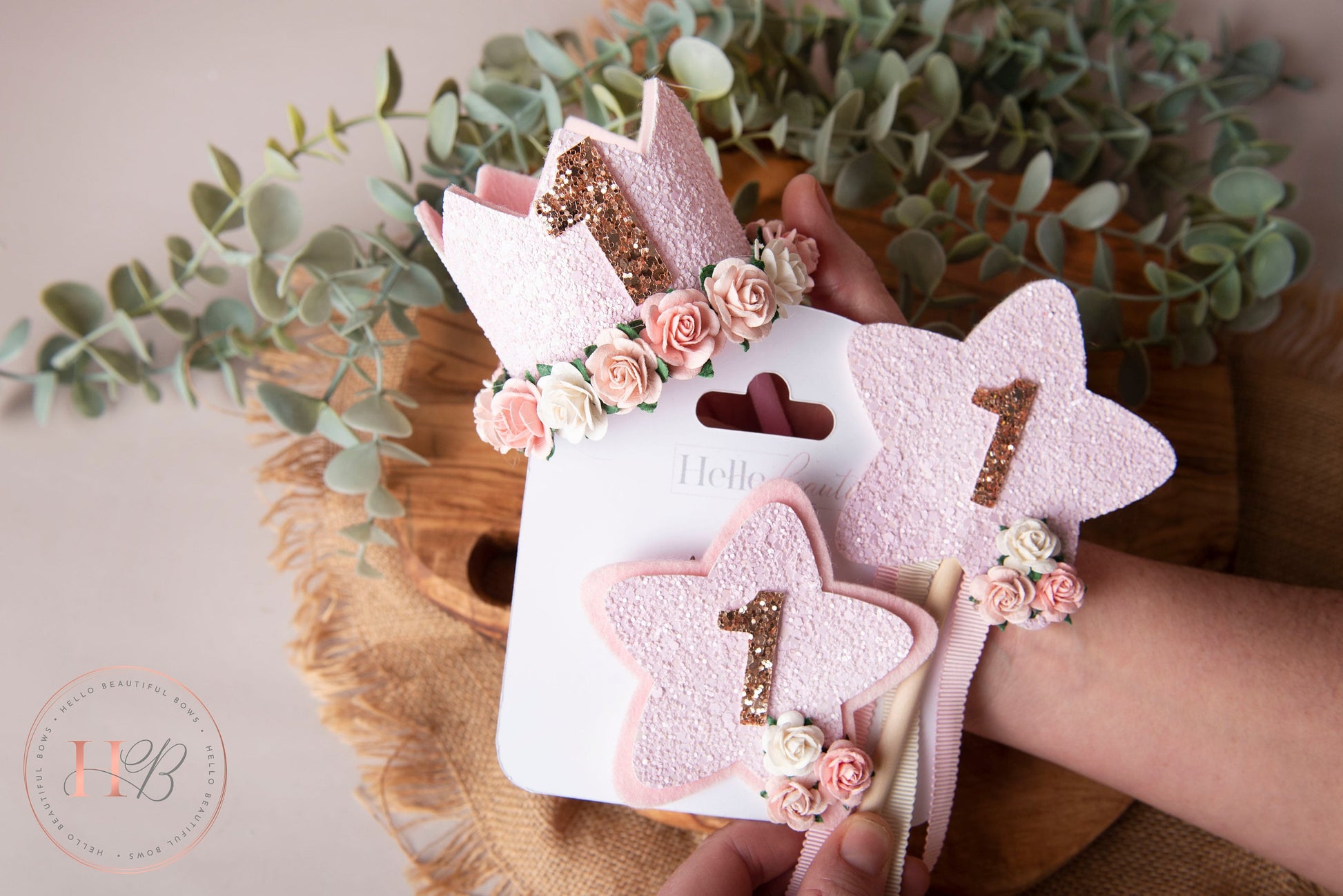 Pink birthday crown, Birthday set, birthday wand, birthday badge, 1st birthday crown, 2nd birthday crown, Cake smash crown,