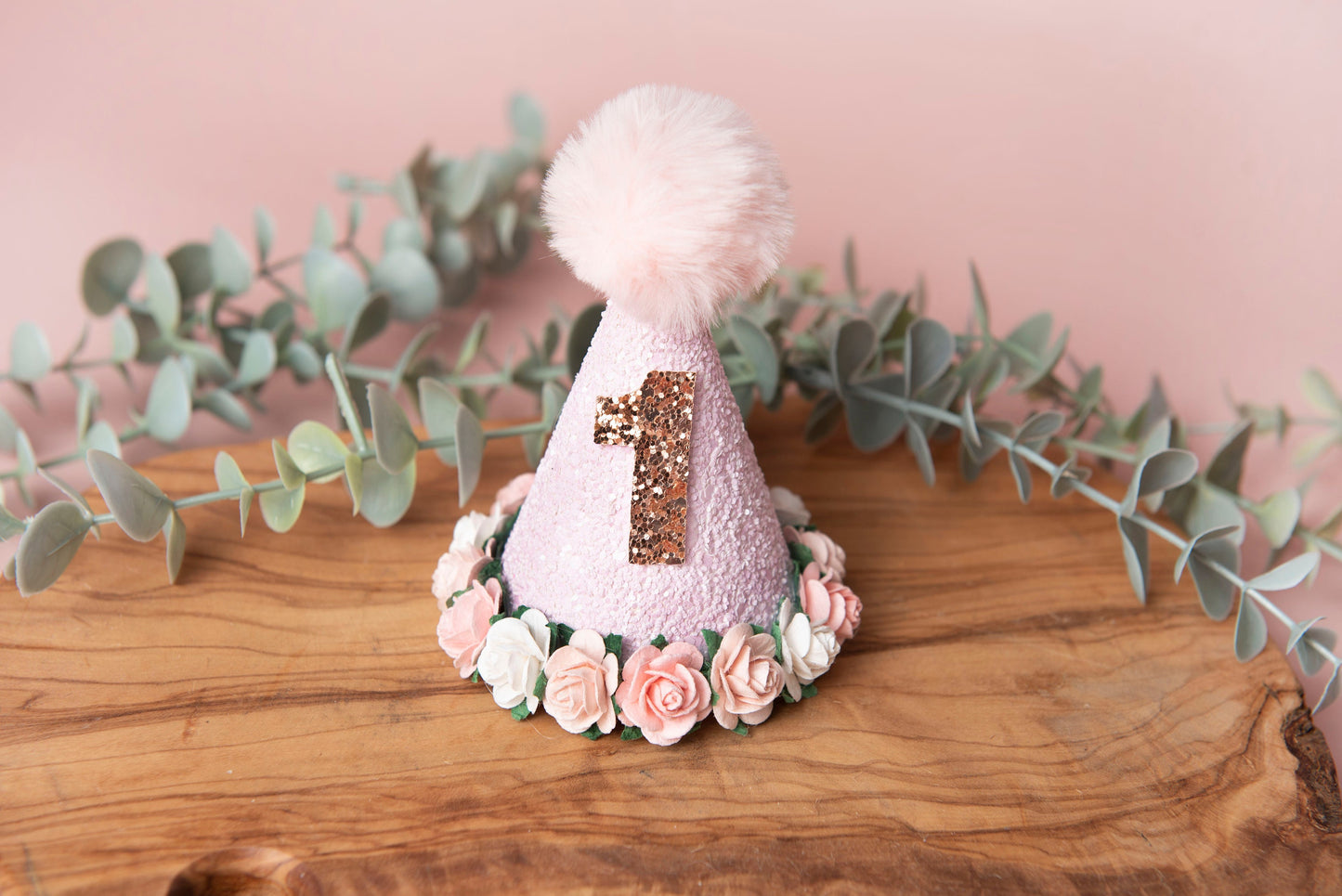 Pink birthday crown Birthday set, birthday wand, birthday badge, 1st birthday crown, 2nd birthday crown, Cake smash crown, party hat set