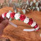 Girls flower Alice headband red Christmas headband floral flower girl headband