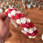 Girls flower Alice headband red Christmas headband floral flower girl wedding headband