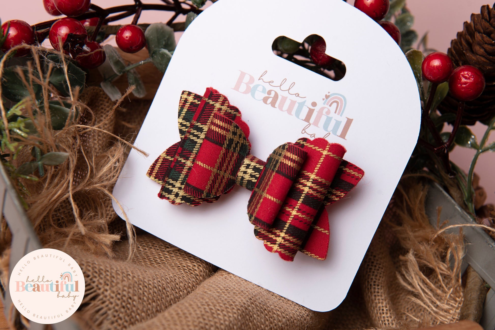 Christmas hair bows, girls hair bows, hair clips, baby headbands, tartan hair bow, christmas hair bows, hair clip, hair bows for girls